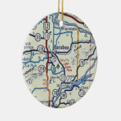 kaart voor Baraboo WI Keramisch Ornament (Rechts)