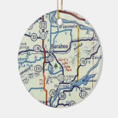 kaart voor Baraboo WI Keramisch Ornament (Links)