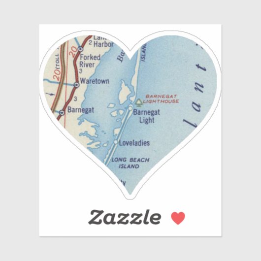 kaart voor Barnegat NJ Sticker (Vel)