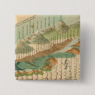 Kaart voor bergen en rivieren vierkante button 5,1 cm