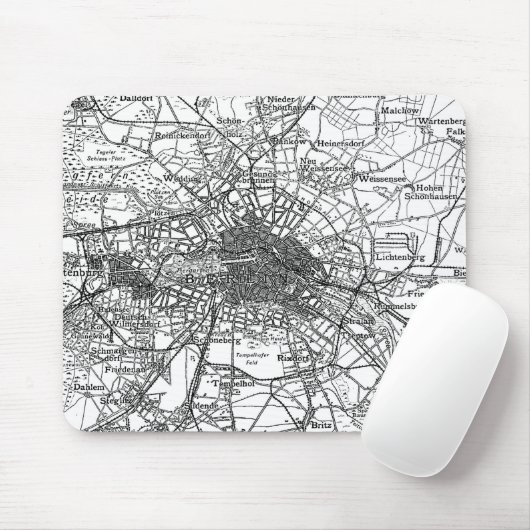 Kaart voor Berlijn en omliggende gebieden (1911) Muismat (Met muis)