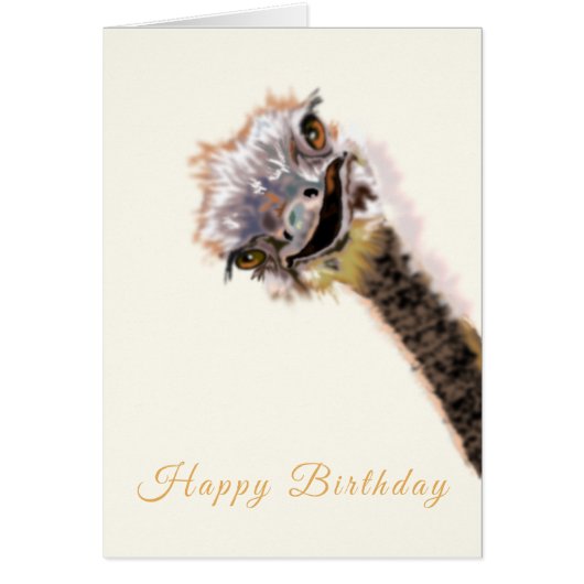 Kaart voor bespeelde Ostrich Happy Birthday - Jouw (Voorkant)