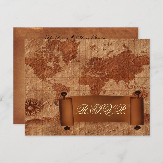 kaart voor bestemming bruiloft rsvp-kaarten (Voorkant / Achterkant)