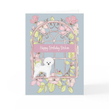 Kaart voor Bichon Dog. Venster Floral