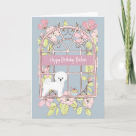 Kaart voor Bichon Dog. Venster Floral