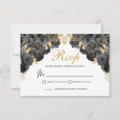 Kaart voor Black and Gold Floral RSVP Enclosure (Voorkant)