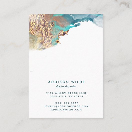 Kaart voor blauw en goudinktbeeldscherm met Kettin Visitekaartje (Achterkant)