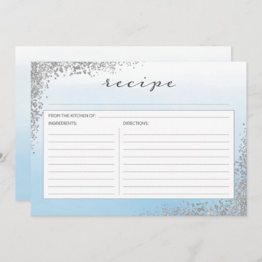 Kaart voor blauwe en zilverreceptie (Voorkant / Achterkant)