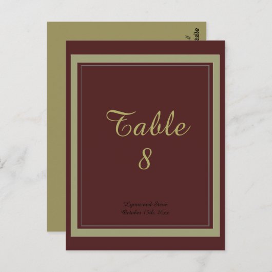 Kaart voor Bourgogne en Gold Table Number (Voorkant / Achterkant)