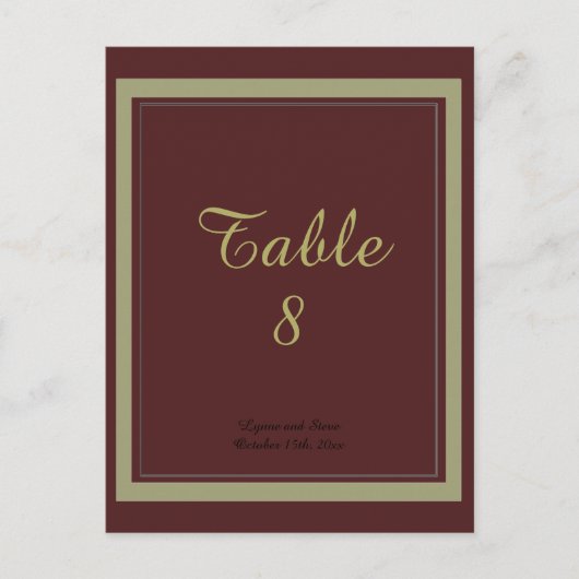 Kaart voor Bourgogne en Gold Table Number (Voorkant)
