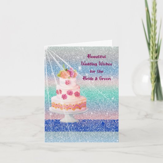 Kaart voor bruid en bruidegom met Cake (Voorkant)