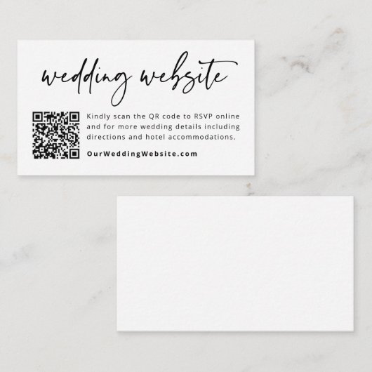 Kaart voor bruiloft Website QR Code Wedding Enclos (Voorkant / Achterkant)