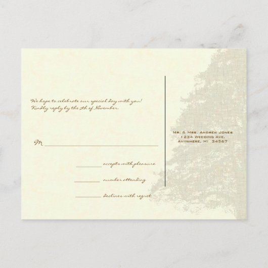 Kaart voor bruine eik-weddenschap (Achterkant)