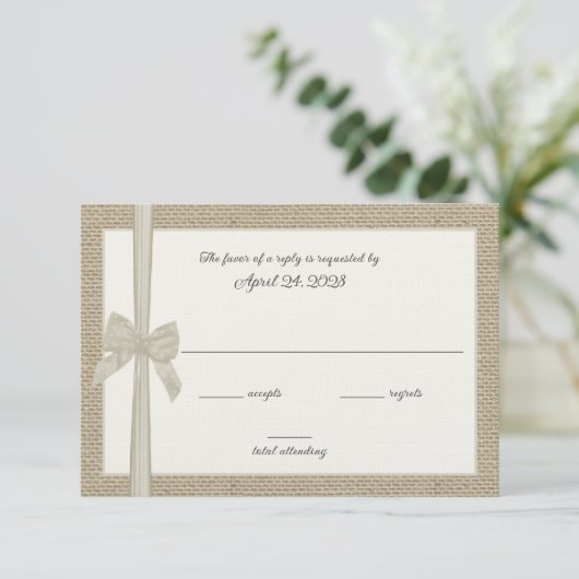 Kaart voor Burlap- en Bow-aangepaste respons (Staand voorkant)