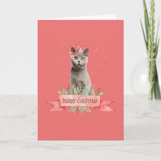 Kaart voor cadeau van Kerstkatje voor kind (Voorkant)