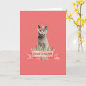 Kaart voor cadeau van Kerstkatje voor kind (Gele Bloem)