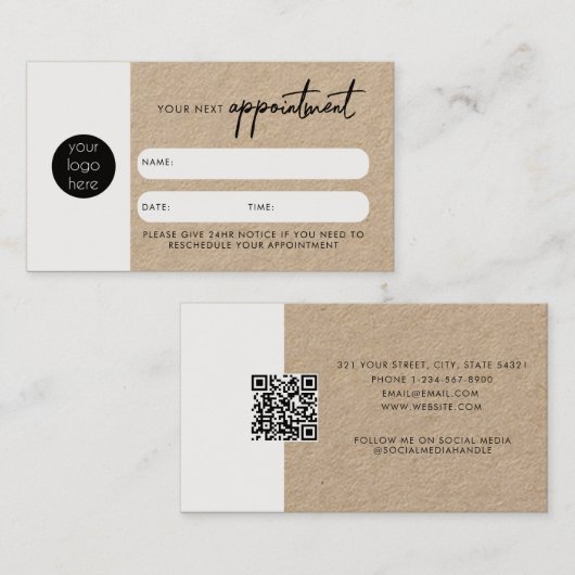 Kaart voor clientbenoeming QR Code Business Logo Visitekaartje (Voorkant / Achterkant)