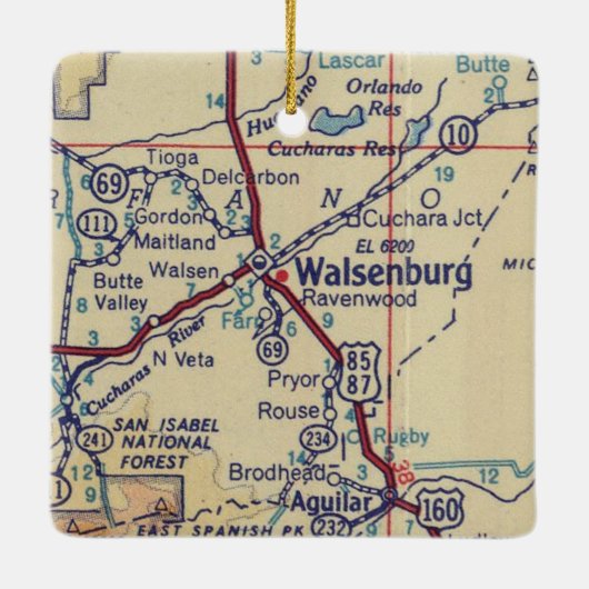 kaart voor CO in Walsenburg Keramisch Ornament (Achterkant)