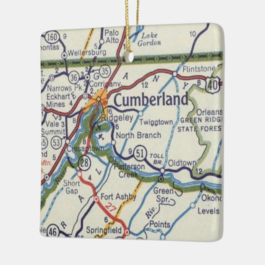  kaart voor Cumberland MD Keramisch Ornament (Links)