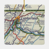 kaart voor Cumberland MD Keramisch Ornament (Achterkant)