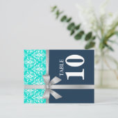 Kaart voor Damascus Silver Ribbon Table Number (Staand voorkant)