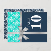 Kaart voor Damascus Silver Ribbon Table Number (Voorkant / Achterkant)