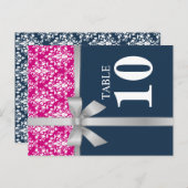 Kaart voor Damascus Silver Ribbon Table Number (Voorkant / Achterkant)