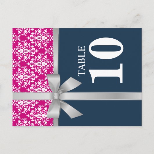 Kaart voor Damascus Silver Ribbon Table Number (Voorkant)