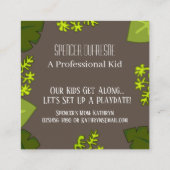 Kaart voor de afspeeldatum van kinderen vierkante visitekaartje (Achterkant)