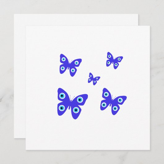 Kaart voor de boze ogen blauwe vlinders (Voorkant / Achterkant)
