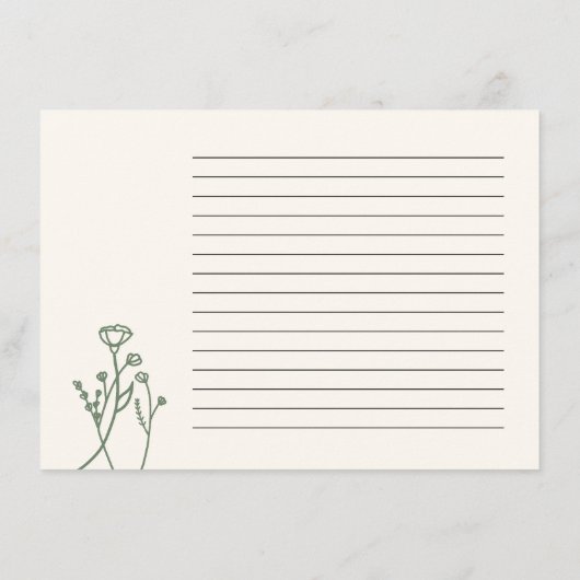 Kaart voor de Bride Rustic Wildflower (Achterkant)