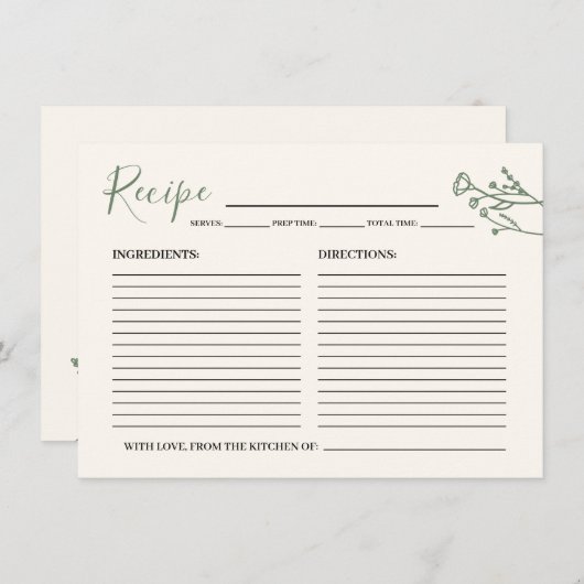 Kaart voor de Bride Rustic Wildflower (Voorkant / Achterkant)