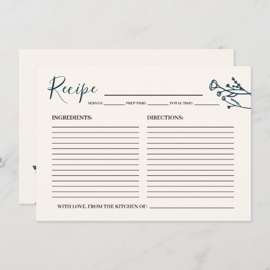 Kaart voor de Bride Rustic Wildflower (Voorkant / Achterkant)