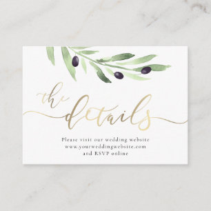 kaart voor de bruiloft van olijffilialen