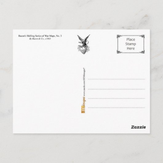 Kaart voor de burgeroorlog in de zuidelijke staten (Achterkant)