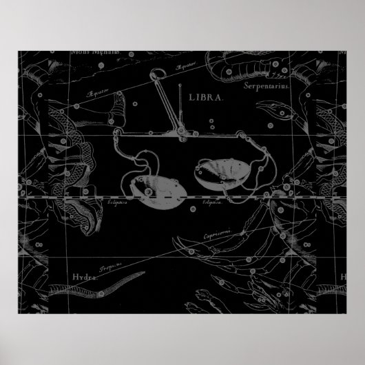 Kaart voor de constellatie van de lont Hevelius 16 Poster (Voorkant)