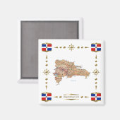 Kaart voor de Dominicaanse Republiek + Flags Magne Magneet (Voorkant / Achterkant)