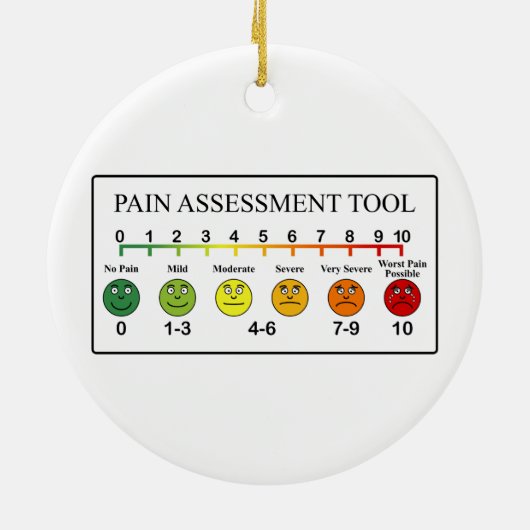 Kaart voor de evaluatie van medische pijn keramisch ornament (Achterkant)