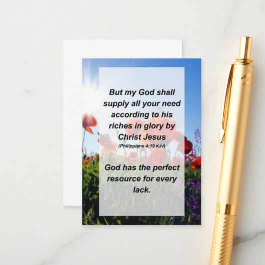 Kaart voor de Filippijnen, 4:19, maar mijn God zal (Voorkant / Achterkant in situ)