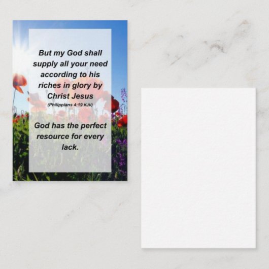 Kaart voor de Filippijnen, 4:19, maar mijn God zal (Voorkant / Achterkant)