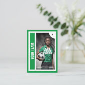 Kaart voor de handel in Voetbal (groen) - Voeg je  Contactkaartje (Staand voorkant)