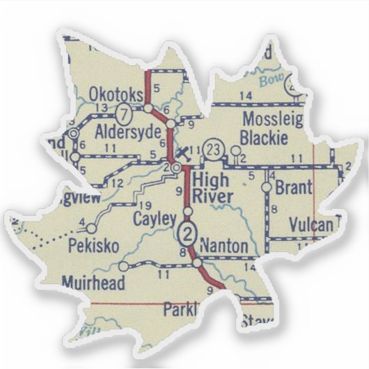  kaart voor de hogerivierAlberta Sticker (Voorkant)