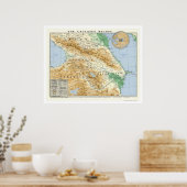 Kaart voor de Kaukasus 1994 Poster (Keuken)