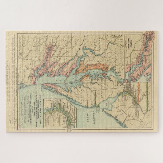  Kaart voor de kolonies Virginia en Maryland (1905 Legpuzzel (Horizontaal)