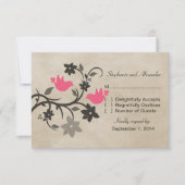 Kaart voor de reactie op roze bloemen (Voorkant)