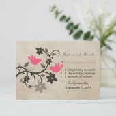 Kaart voor de reactie op roze bloemen (Staand voorkant)