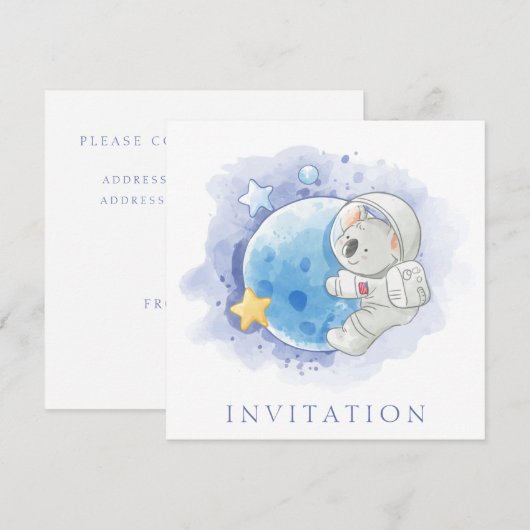 KAART voor de tweedaagse INVITATIE : KOALA OP HET (Voorkant / Achterkant)