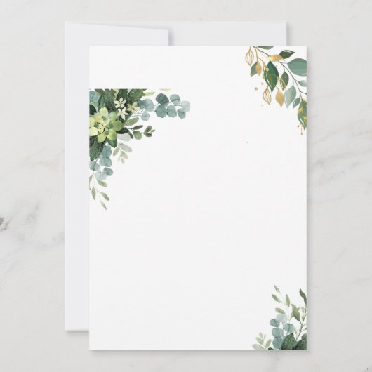 Kaart voor de uitnodiging tot een groen en wit huw (Achterkant)