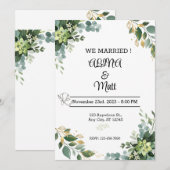 Kaart voor de uitnodiging tot een groen en wit huw (Voorkant / Achterkant)