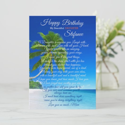 Kaart voor de verjaardag van een volwassen dochter (Staand voorkant)